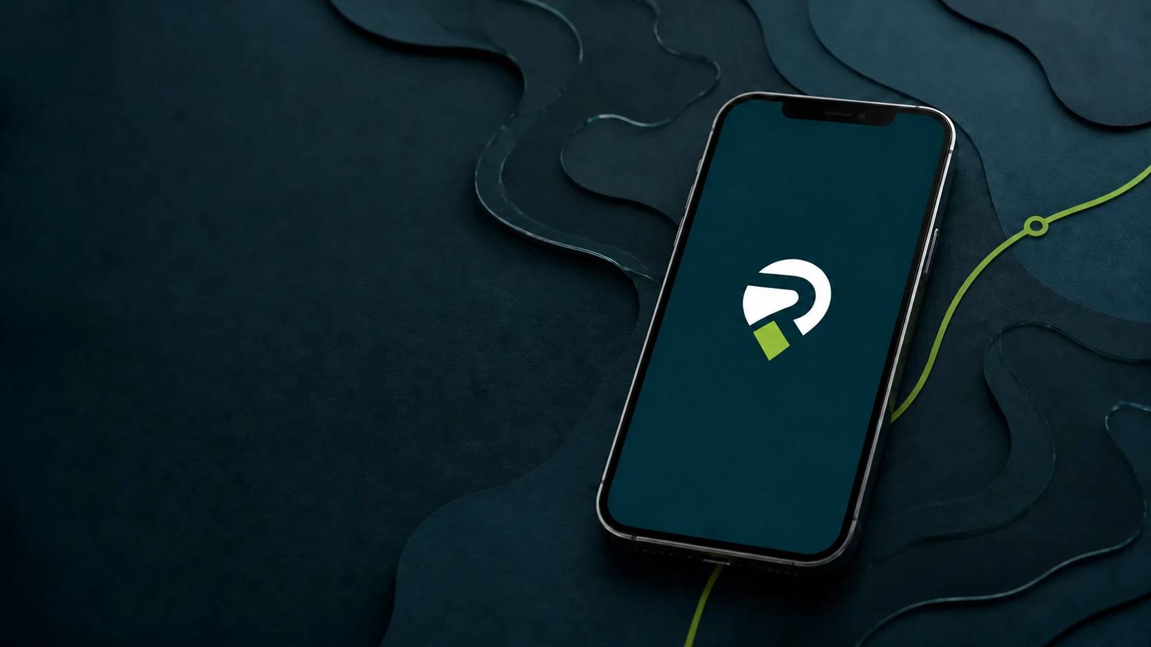 Celular exibindo o símbolo RolanteTEM diretamente sobre a tela